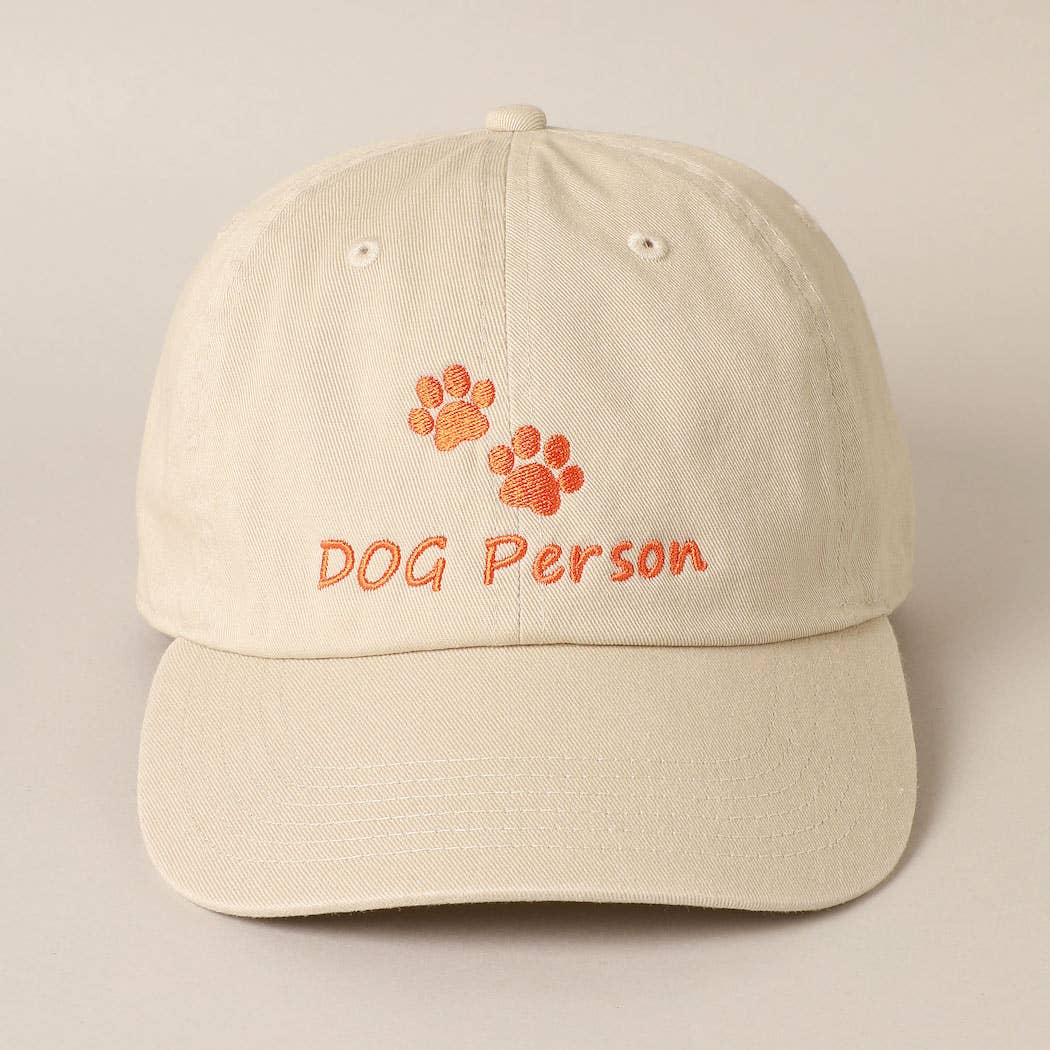 Dog Person Embroidered Cotton Baseball Cap: PUTTY / ONE SIZE