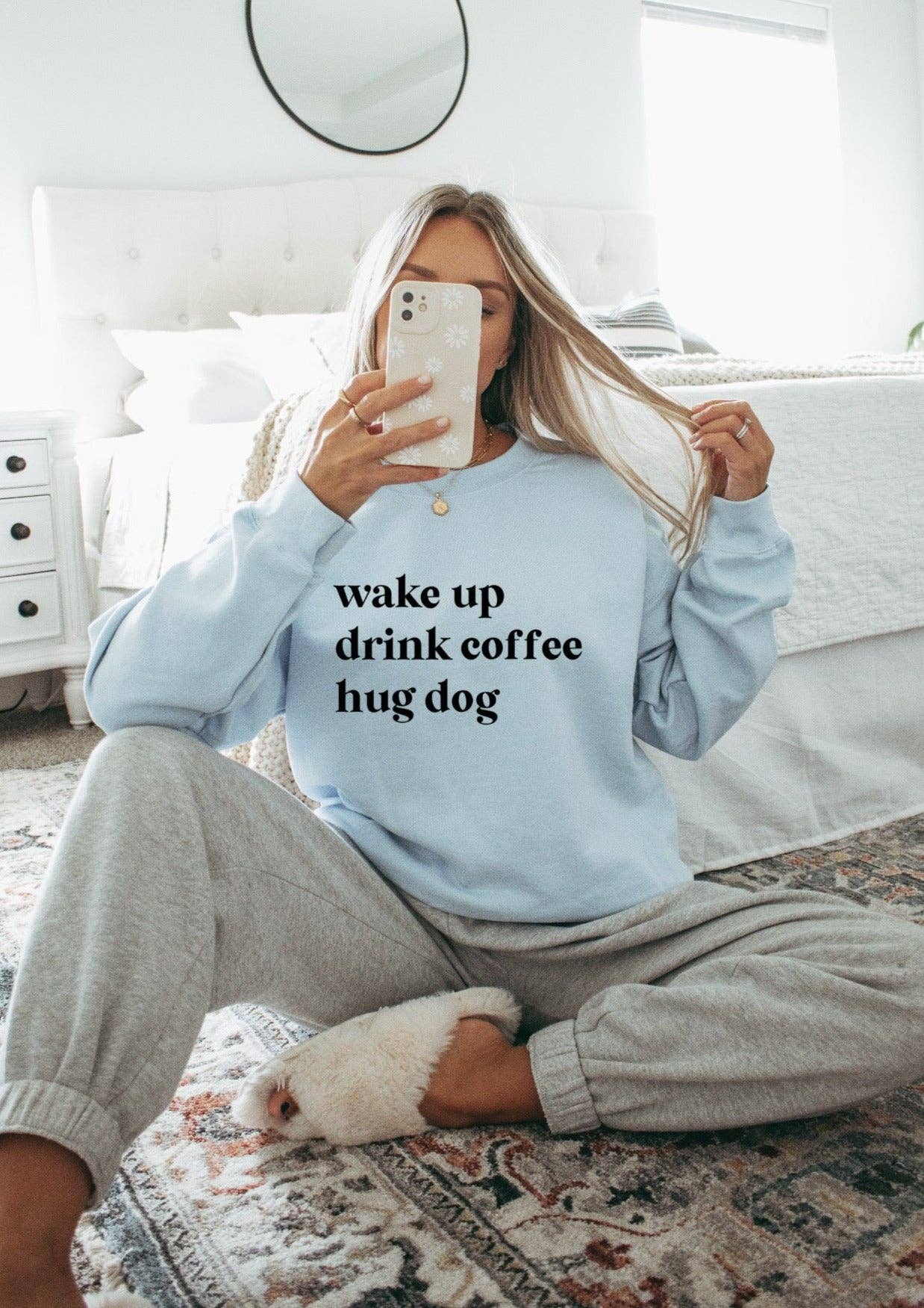 Wake Up Drink Coffee Crewneck: Pink / Large