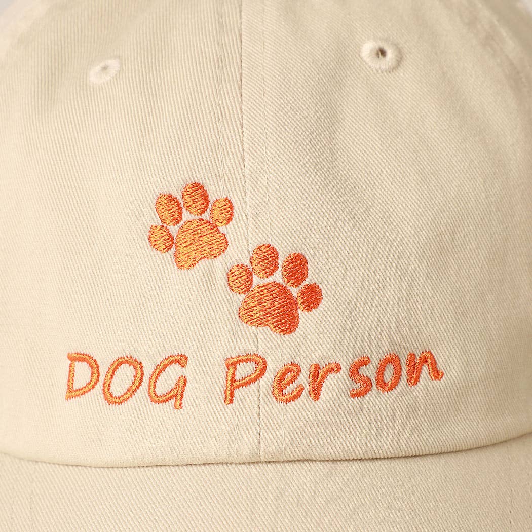 Dog Person Embroidered Cotton Baseball Cap: PUTTY / ONE SIZE