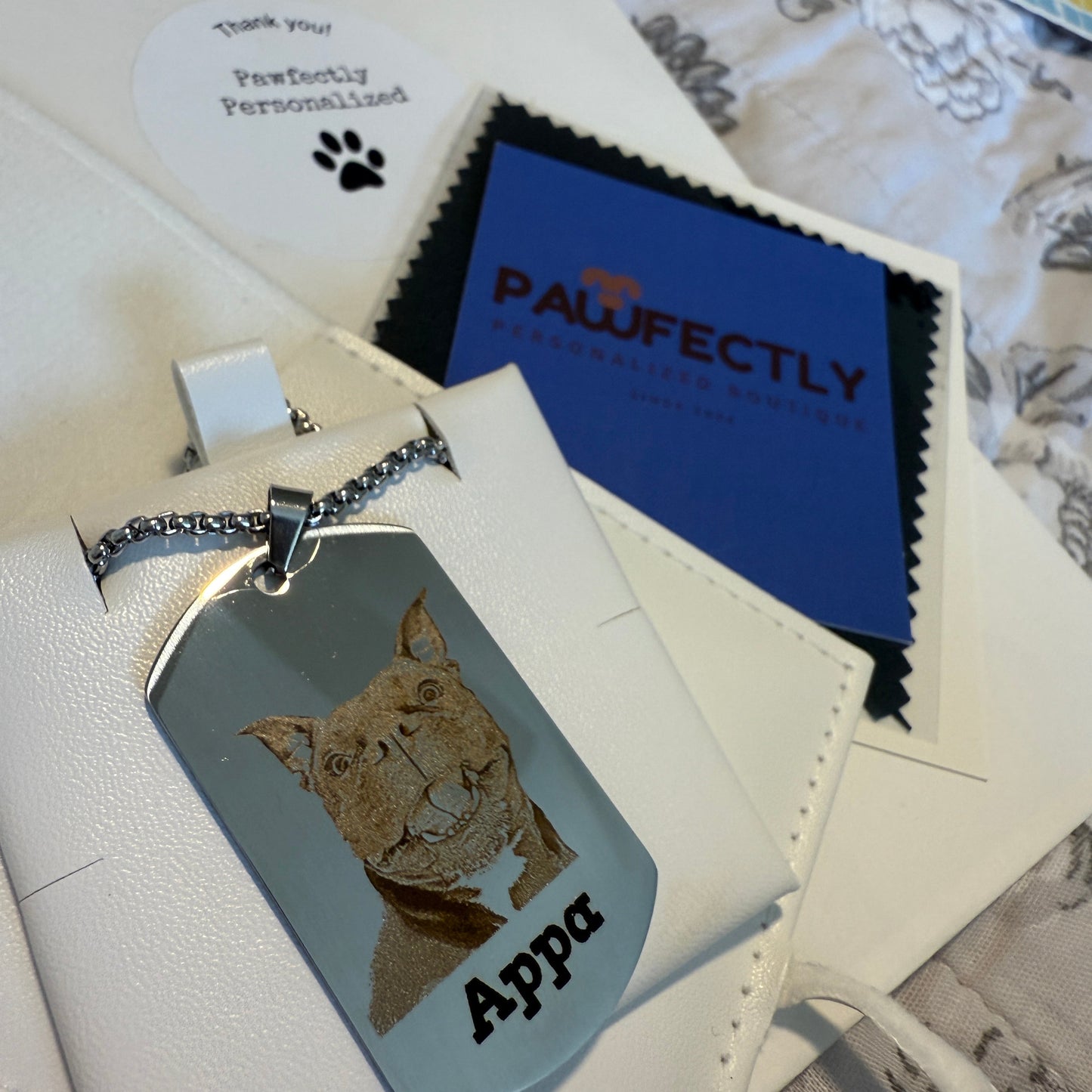 Pet Portrait Dog Tag Necklace