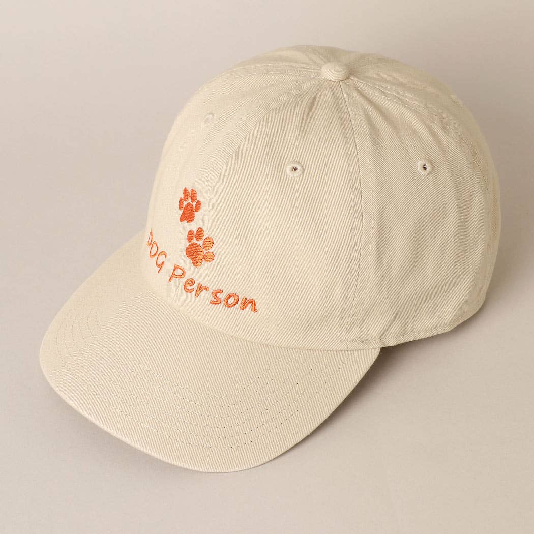 Dog Person Embroidered Cotton Baseball Cap: PUTTY / ONE SIZE