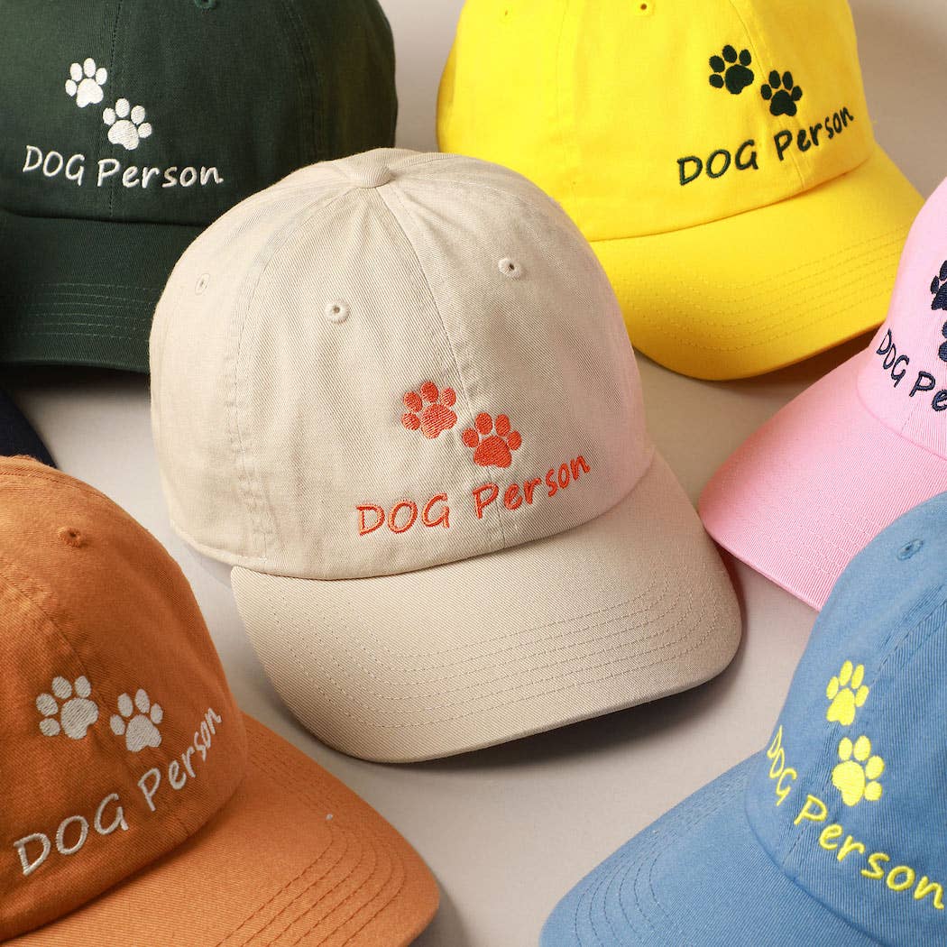 Dog Person Embroidered Cotton Baseball Cap: PUTTY / ONE SIZE