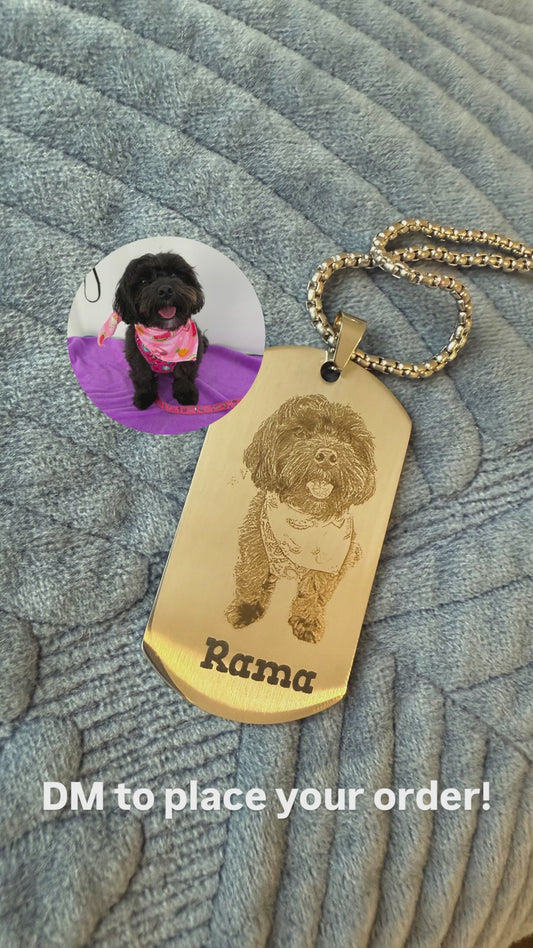 Custom Pet Portrait Dog Tag